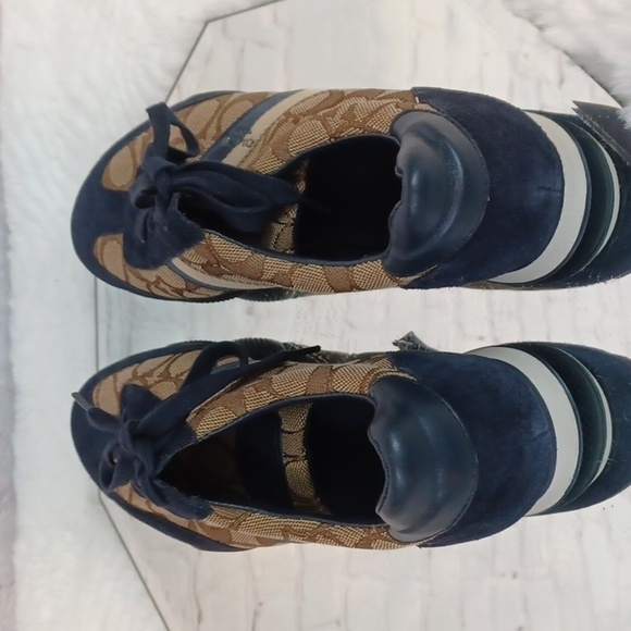 Y2K Coach Logo New York New Womans Brown & Black Suede Sneakers 9 M - Picture 3 of 13